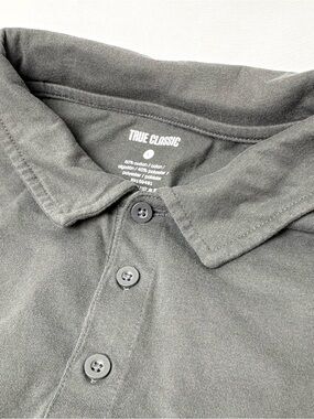 True Classic Men's Washed Charcoal Polo Shirt Large